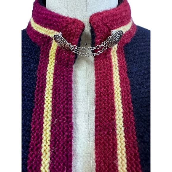 VTG Ralph Lauren Wool Sweater Navy w/Burgundy & Cream Trim Sz M. One of a kind! - Picture 2 of 6